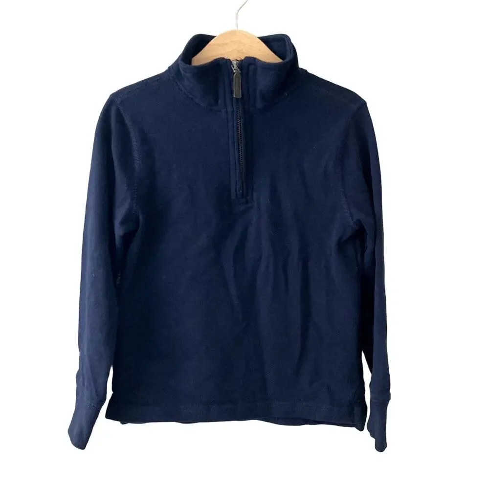 Crewcuts Half Zip Long Sleeve Pullover Cotton Knit Top - Navy Blue - XS